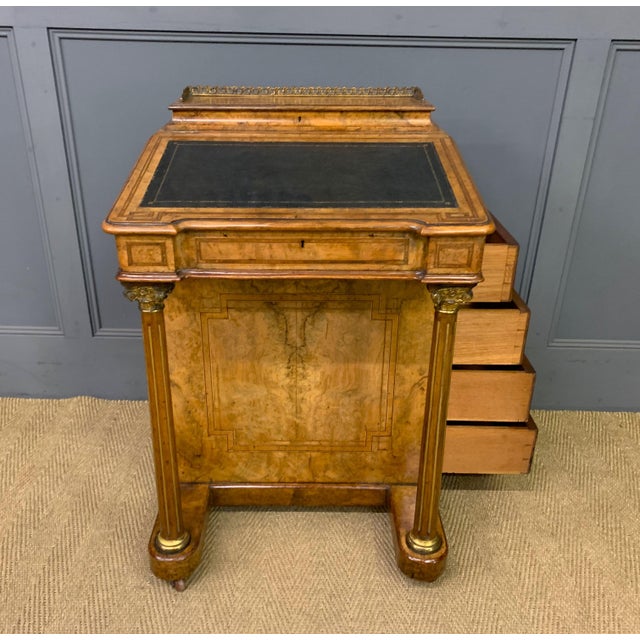 Victorian Inlaid Burr Walnut Davenport Desk, 1865 For Sale - Image 10 of 18