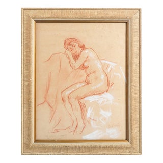 Ambrogio A. Alciati, Female Nude, Sanguine & Pastel on Paper For Sale