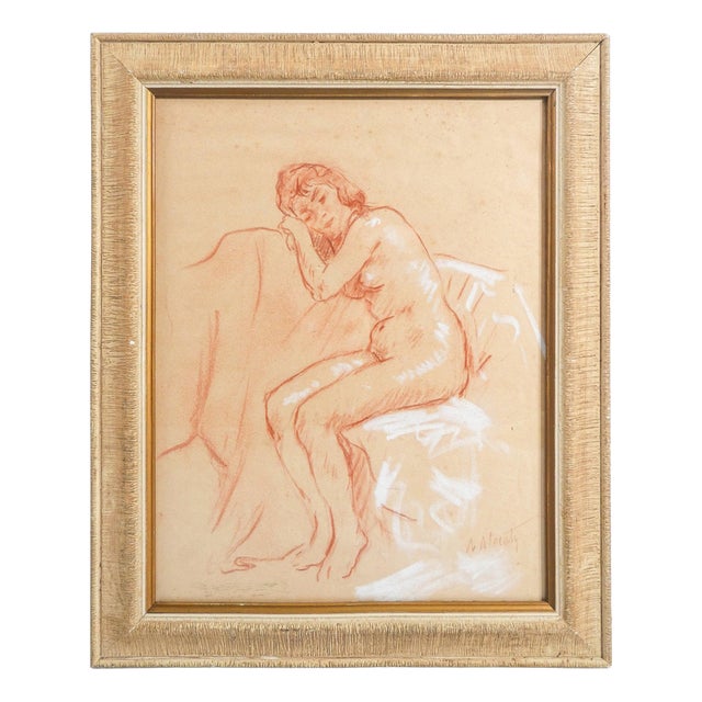 Ambrogio A. Alciati, Female Nude, Sanguine & Pastel on Paper For Sale