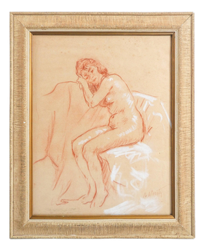 Ambrogio A. Alciati, Female Nude, Sanguine & Pastel on Paper