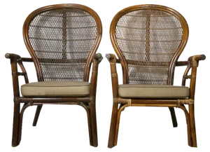 Set of Spanish Rattan Armchairs, 1970s