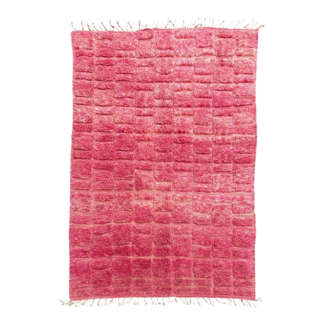 Moroccan Mrirt Rug Handmade Wool – Modern Boho Living Room Decor For Sale