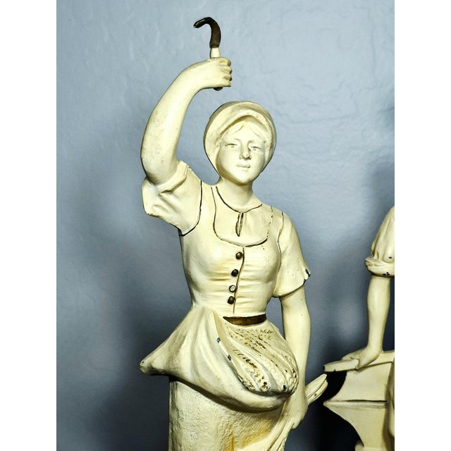 Enhance your space with this captivating pair of antique late 19th to early 20th-century French spelter (régule) statues....