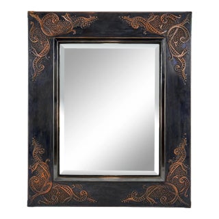 Sarreid Ltd. Large Handmade Embossed Copper and Sterling Silver "Espuma" Mirror For Sale