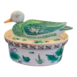 Vintage Porcelain Mandarin Duck Tureen