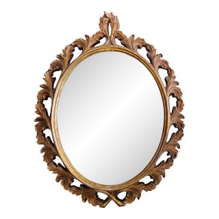 Vintage Hollywood Regency Oval Mirror For Sale