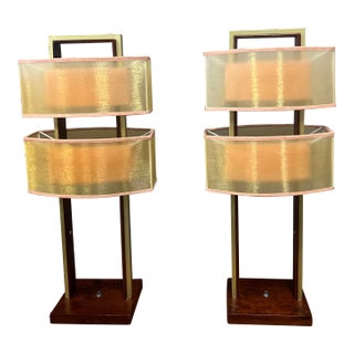 Set of 2 Contemporary Dimable Lantern Table Lamps For Sale