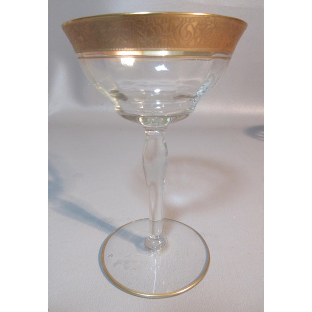 Tiffin Rambler Rose Gold Rimmed Wine Glasses Stemware Fluted Crystal