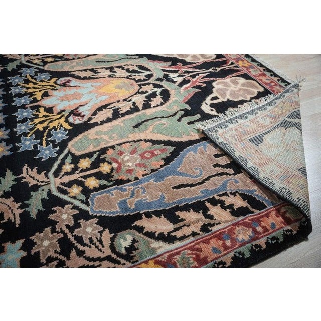 8x10 Black Hand-Knotted Wool Mythical Beasts Garden Traditional Carpet Rug For Sale - Image 4 of 8