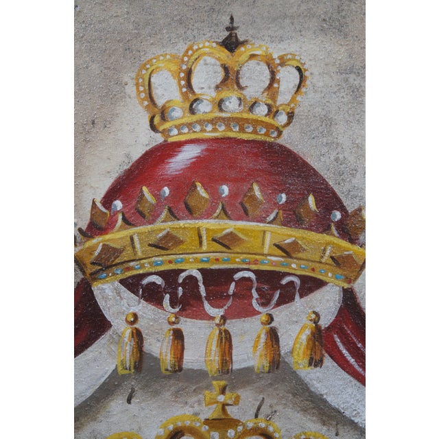 Trevor James Stemma Coat of Arms Heraldic Crest Bavaria Oil Painting 44" For Sale - Image 9 of 12