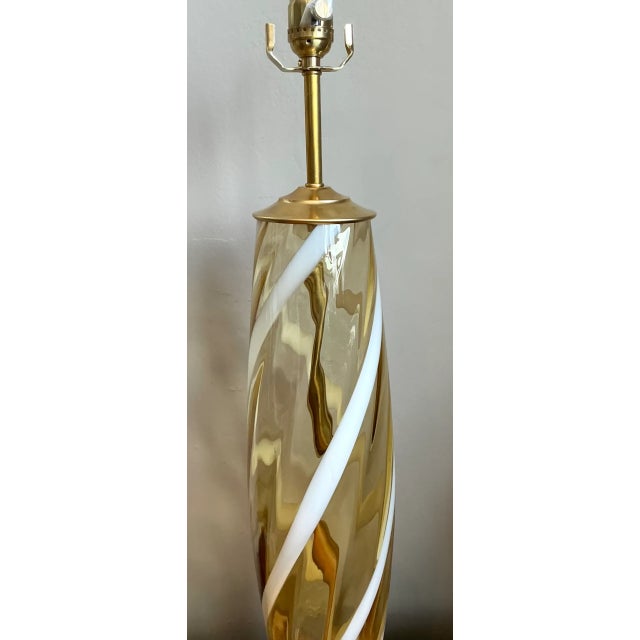 Metal Vintage Murano Swirled Glass Table Lamp For Sale - Image 7 of 16