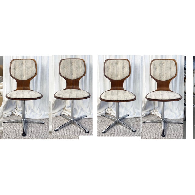 Mid-Century Dining Chairs in Mahogany Veneer & Chrome Base by Tacke, Germany, 1960s, Set of 4 For Sale - Image 18 of 18
