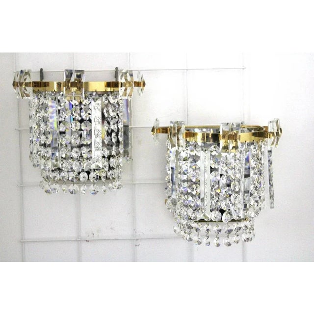 Mid-Century Modern Lead Crystal Wall Lights from Maderna, 1960s, Set of 2 For Sale - Image 3 of 9