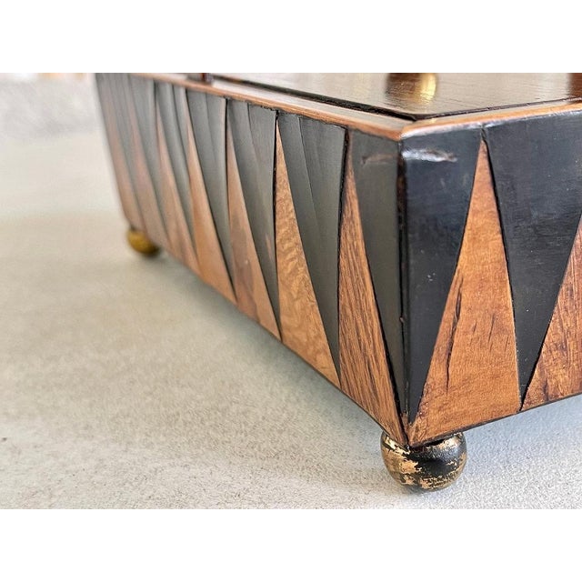 Antique Early 19th Century English George III Exotic Wood Harlequin Desk Box for Stationery or Sewing Pannier For Sale - Image 4 of 15