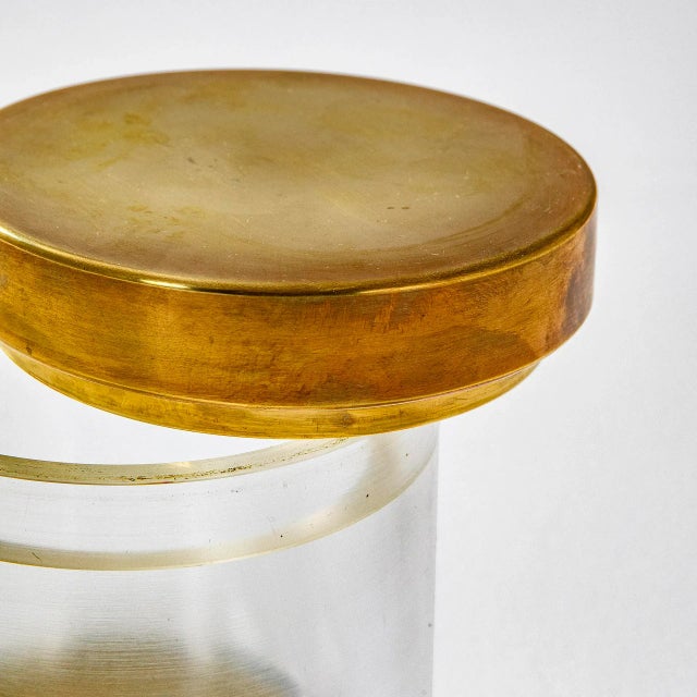 Brass & Acrylic Jar by Gabriella Crespi for Chavella Crespima, 1970s For Sale - Image 3 of 7
