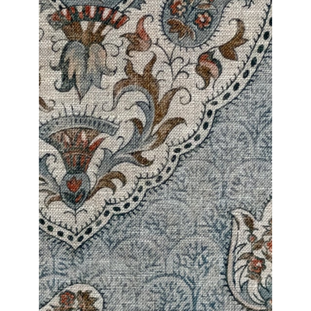 G P & J Baker Coromandel Blue/Sand Linen Fabric 4 1/2 Yards For Sale - Image 4 of 6