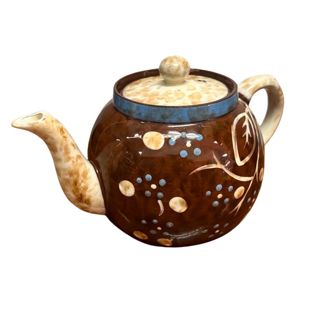 English Vintage Arthur Wood Hand-Painted Brown Floral Teapot, Made in England For Sale - Image 3 of 6