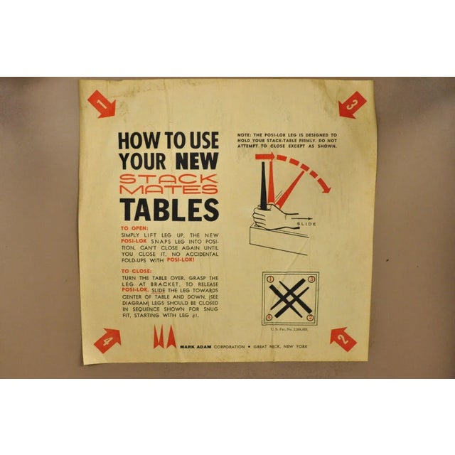 Vintage Mark Adam Co. Mid Century Modern Stacking Folding Leg Tables - Set of 3 For Sale - Image 9 of 13