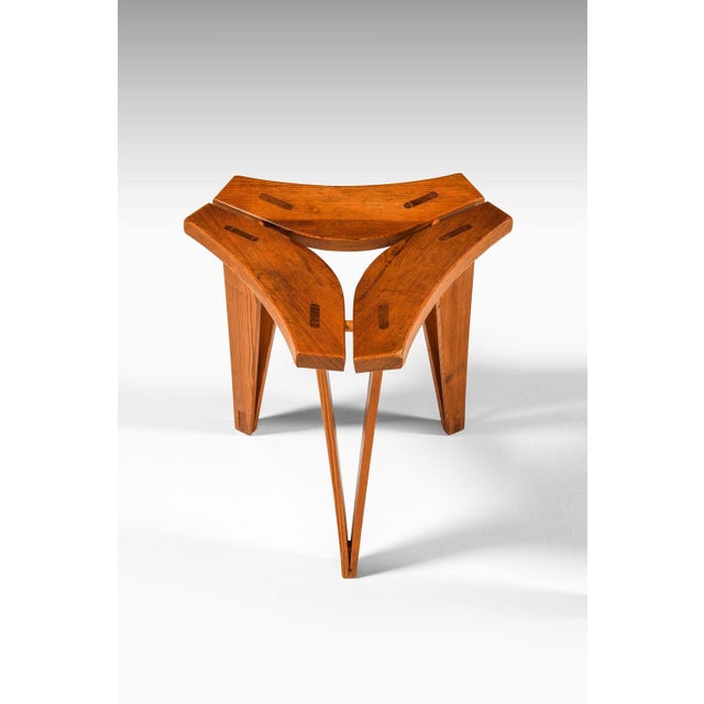 Brown Set of Stools in Oregon Pine by Edvard Wilberg, 1955 For Sale - Image 8 of 14