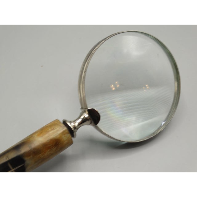 Mid 20th Century Mid Century Silver and Stag Horn Magnifying Glass Glass For Sale - Image 5 of 7