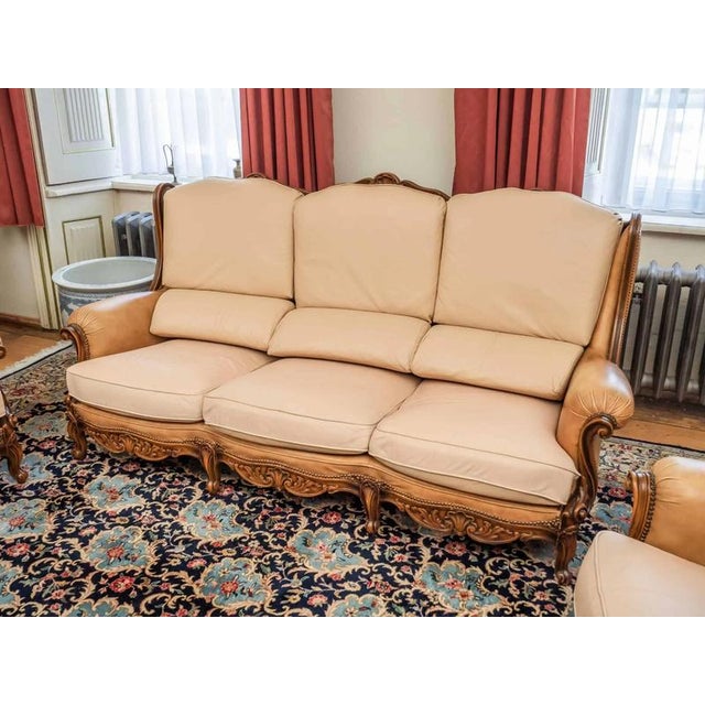 Italian Leather Sofa from Chateau d'Ax, Set of 4 For Sale - Image 4 of 11