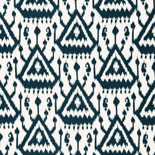 Schumacher Vientiane Ikat Fabric in Indigo For Sale