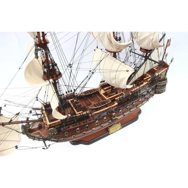Exquisite Handcrafted 17th Century San Felipe Spanish Galleon Model – Museum Quality Nautical Decor For Sale - Image 11 of 11