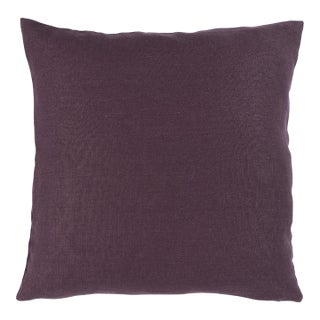 Schumacher Jumi Stonewashed Linen 18" Pillow In Aubergine For Sale
