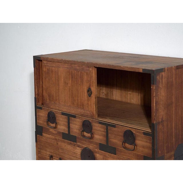 Antique Japanese Tansu in Wood For Sale - Image 6 of 14