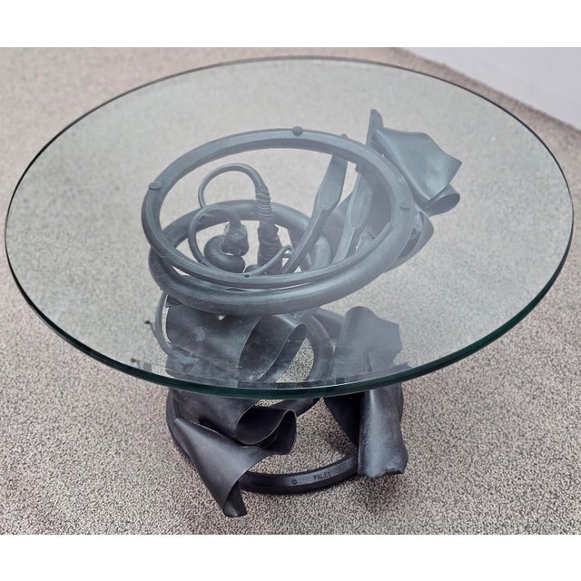 Metal Albert Paley (American B. 1944 - ) Forged Steel and Glass Top Coffee Table, Paley 1991 For Sale - Image 7 of 13