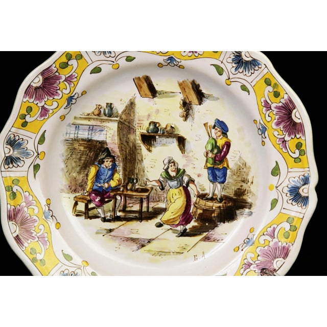 Rustic European Antique 19th C. Lille Faience Tavern Plate, France For Sale - Image 3 of 6