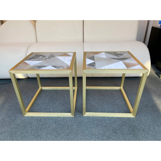 Antonio Cagianelli Contemporary Brass Cube Tables - a Pair For Sale - Image 10 of 13