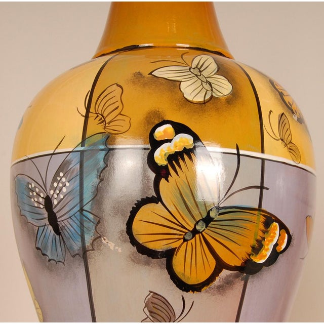 Blue Vintage Ceramic Table Lamps French Butterflies Modern Lamps - a Pair For Sale - Image 8 of 12