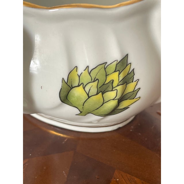 1950s Handpainted French Porcelain Sauce Boat or Planter For Sale - Image 4 of 5