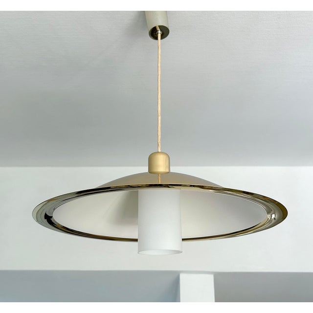 Large Scandinavian Semi Pendant Light in Brass For Sale - Image 9 of 17