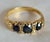 Vintage 18ct Yellow Gold Sapphire and Diamond Three-Stone Ring, 1976 For Sale - Image 3 of 10