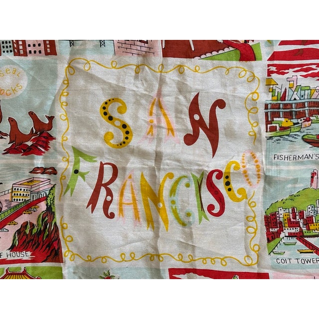 Carl Tait San Francisco Landmarks Vintage Silk Textile Panel For Sale - Image 9 of 10