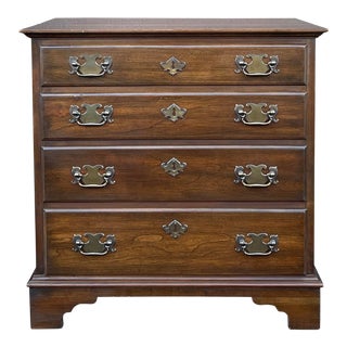 Vintage Pennsylvania House Traditional Chippendale Solid Cherry 4 Drawer Nightstand or Chairside Chest For Sale
