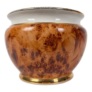 Late Mid-Century Italian Cachepot in Castelli Ceramic with Burl Decoration, 1970s For Sale