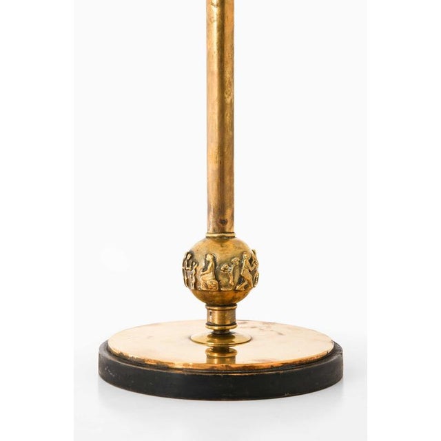 Art Deco Table Lamp in Brass, Glass and Wood attributed to Herman Bergmans Foundry, 1930s For Sale - Image 3 of 13