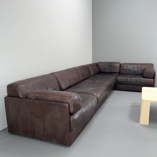 Brown Large DS76 Modular Sofa in Brown Leather from de Sede, Switzerland, 1970s, Set of 5 For Sale - Image 8 of 18