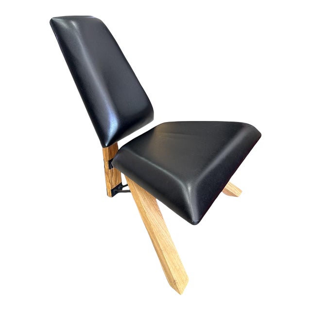 Adesso Hahn Black Leather Lounge Chair For Sale