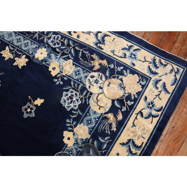 Vintage Navy Chinese Peking Rug - 8'11" x 11'6" For Sale - Image 4 of 8