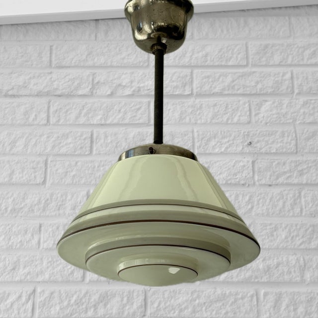 Scandinavian Art Deco Pendant Lamp with Fluorescent Glass, 1930s For Sale - Image 3 of 10