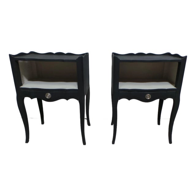 Rococo Style Black Nightstands For Sale