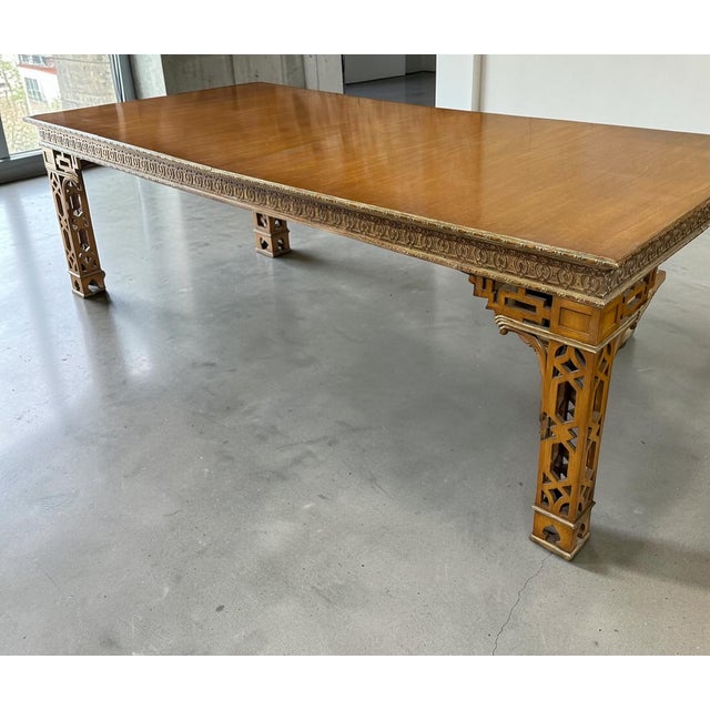 Dennis & Leen Chinese Chippendale Mahogany & Giltwood Dining Table For Sale In Los Angeles - Image 6 of 6