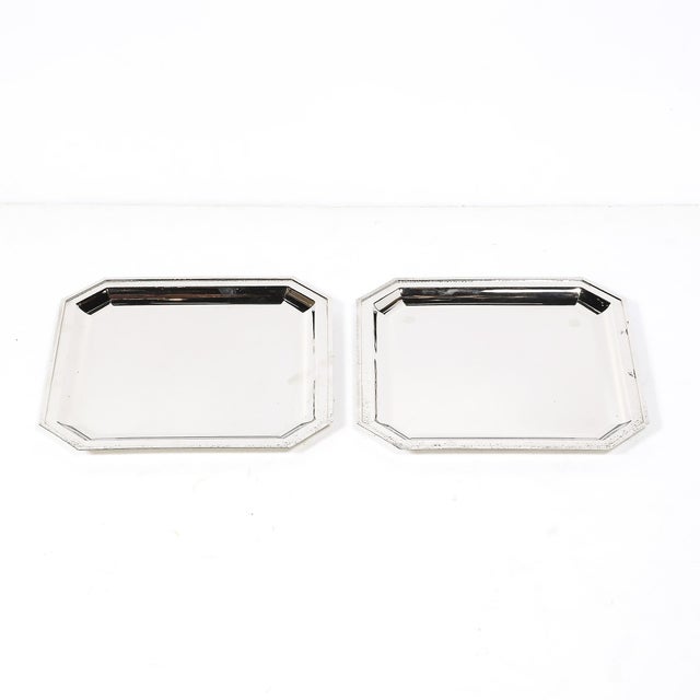 Set of Three Reed and Barton Silver Plate Trays With Hand-Hammered Detailing For Sale - Image 17 of 18