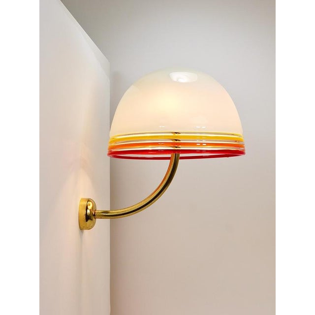 Febo Wall Lamps Sconces in Brass & Murano Glass by Roberto Pamio for Leucos, Italy, 1970s, Set of 2 For Sale - Image 10 of 18