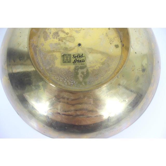 Vintage Enamelled Brass Pedestal Bowl Hand Painted Enamel Birds and Flowers For Sale - Image 13 of 13