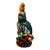 Late 20th Century Vintage Large Parrot Cockatoo on Perch Glazed Ceramic Bird Sculpture in Vibrant Blue and Orange Polychrome For Sale